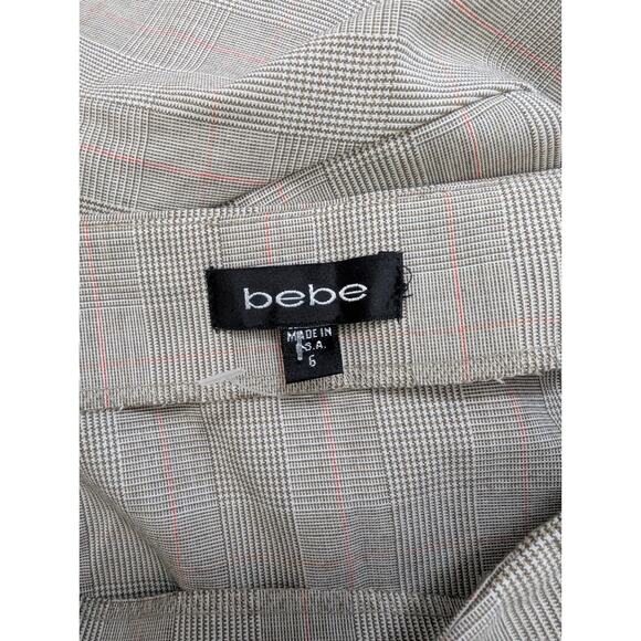 Y2K Bebe Taupe Plaid Beaded Sequin Embroidered Flare Skirt Size 6 G2 Coquette - Picture 2 of 6